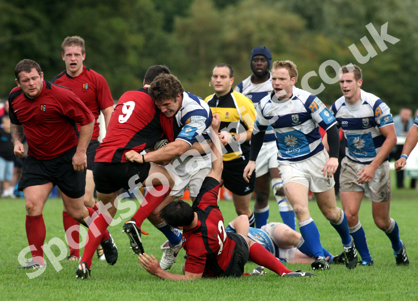 Tynedale's Sam Northcote-Green can't get past Blaydon's Matthew Mellish